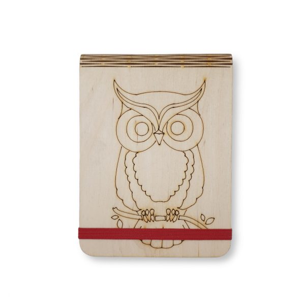Ξύλινο μπλοκάκι με μολύβι, θέμα "Owl" OX-4