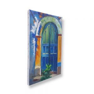 Oil painting on canvas, Blue Door ZAL-001