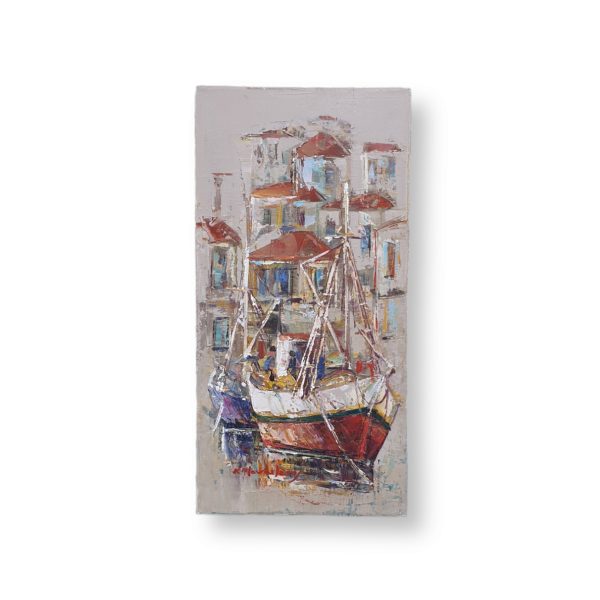 Αυθεντικός πίνακας ζωγραφικής, λάδι σε καμβά Fishing Boat ZMA-001