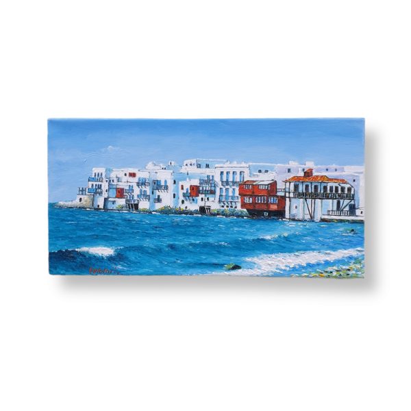 Αυθεντικός πίνακας ζωγραφικής, λάδι σε καμβά Little Venice, Mykonos ZME-001