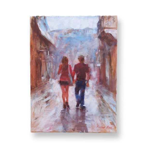 Oil painting on canvas, Walk in Athens ZRO-001
